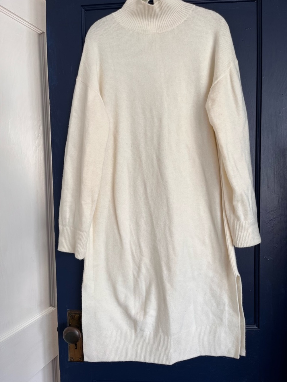 H&M wool blend Cream Knit Midi Sweater Dress